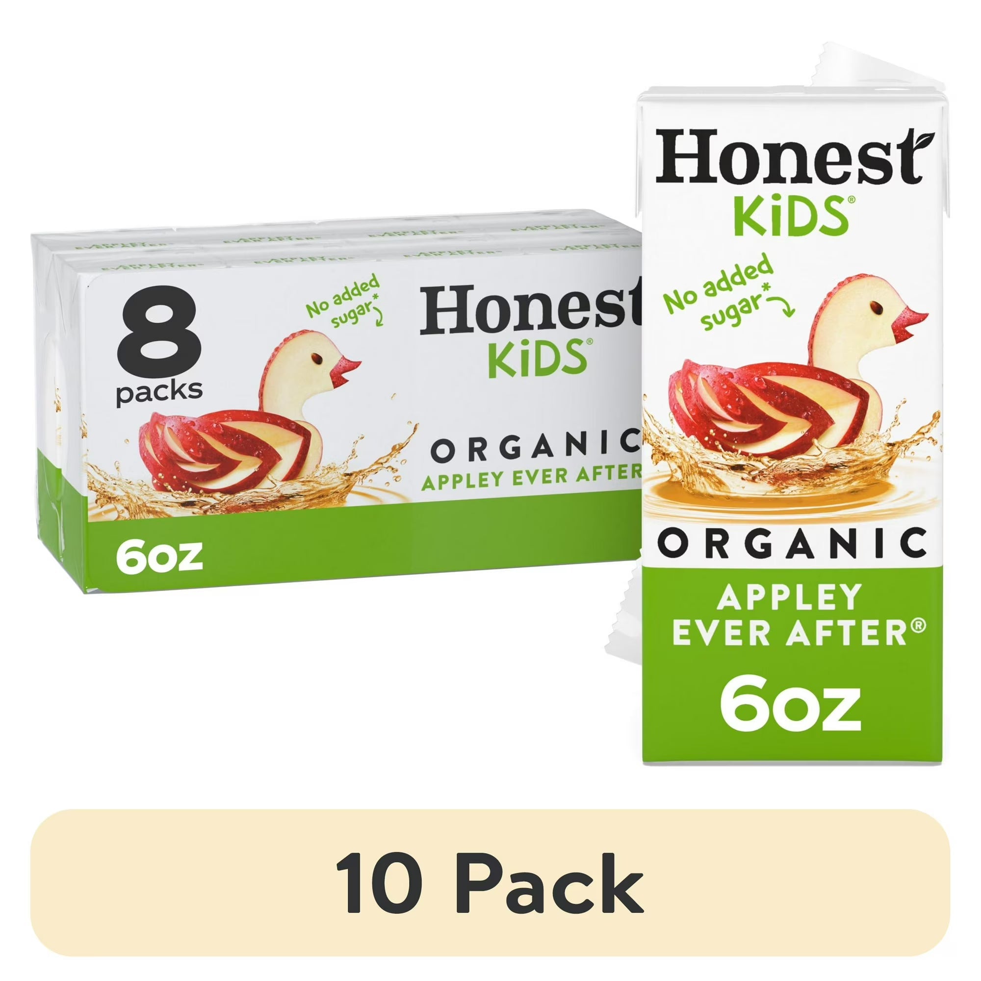 (10 pack) Honest Kids Organic Appley Ever After Fruit Juice, 6 fl oz, 8 Juice Boxes