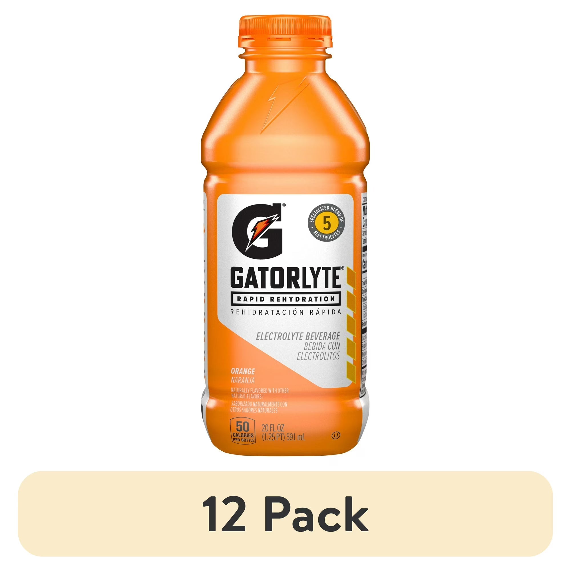 (12 pack) Gatorade Gatorlyte Rapid Rehydration Electrolyte Beverage Orange, 20 fl oz Bottle