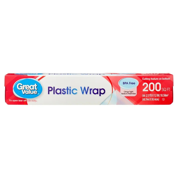 (12 pack) Great Value Plastic Wrap, 200 Sq ft